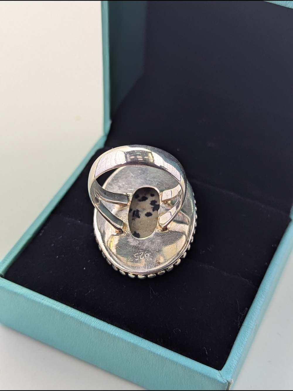 ✨ Vintage Statement Ring – Genuine Dalmatian Jasper & 925 Sterling Silver ✨ - Picture 3 of 7